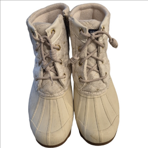 Sperry Syren Gulf Wool Quilt Ivory Lace-Up  Duck Boots